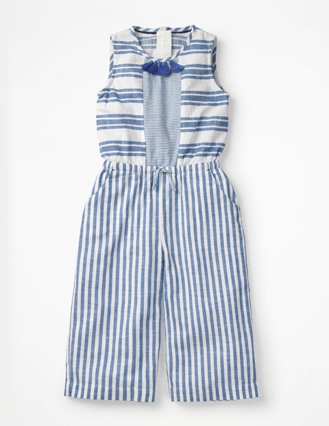 Tassel Detail Culotte Jumpsuit - Elizabethan Blue/White Tassel Detail Culotte Jumpsuit - Elizabethan Blue/White