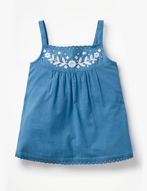 Embroidered Strappy Top - Elizabethan Blue Embroidered Strappy Top - Elizabethan Blue