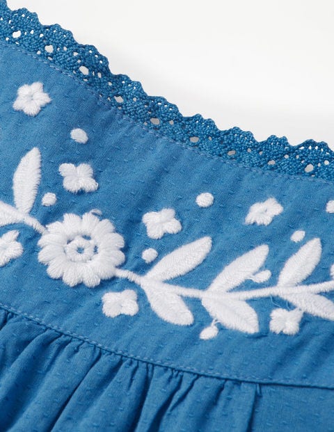 Embroidered Strappy Top - Elizabethan Blue Embroidered Strappy Top - Elizabethan Blue