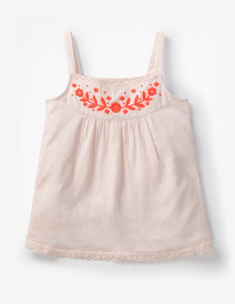 Embroidered Strappy Top - Parisian Pink Embroidered Strappy Top - Parisian Pink