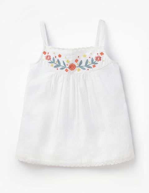 Embroidered Strappy Top - White Embroidered Strappy Top - White