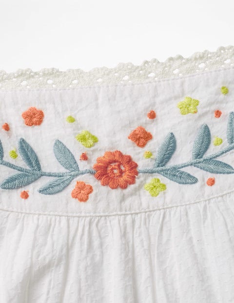 Embroidered Strappy Top - White Embroidered Strappy Top - White