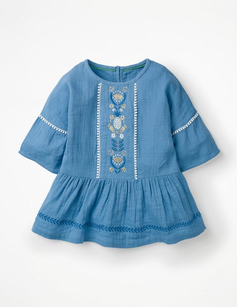 Besticktes Oberteil Mit Schößchen - Elisabethanisches Blau Besticktes Oberteil Mit Schößchen - Elisabethanisches Blau