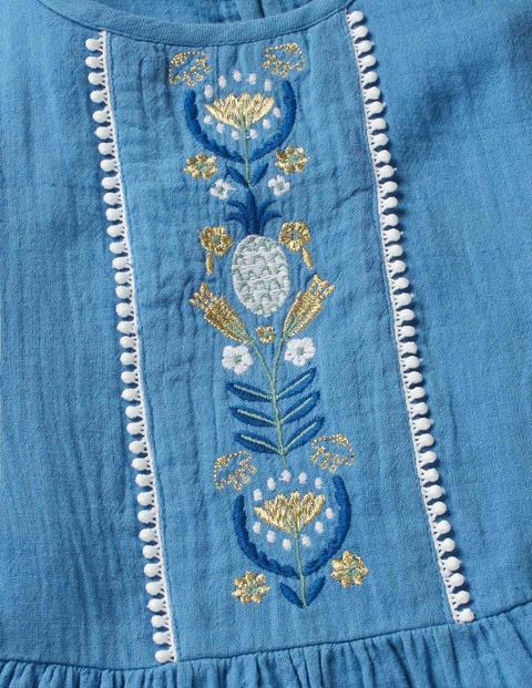 Besticktes Oberteil Mit Schößchen - Elisabethanisches Blau Besticktes Oberteil Mit Schößchen - Elisabethanisches Blau
