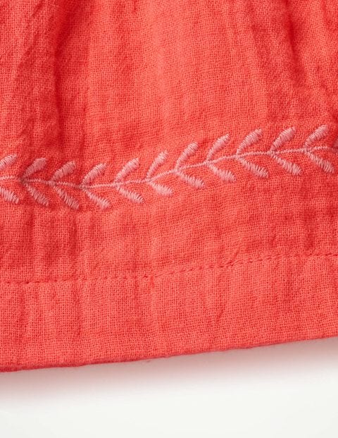 Embroidered Peplum Top - Tropical Coral Embroidered Peplum Top - Tropical Coral
