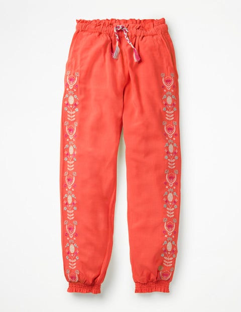Embroidered Floaty Pants - Tropical Coral Embroidered Floaty Pants - Tropical Coral