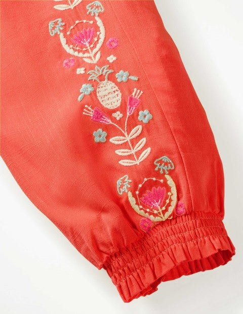Embroidered Floaty Pants - Tropical Coral Embroidered Floaty Pants - Tropical Coral