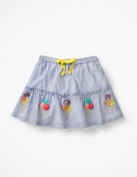 Sequin Appliqué Skirt - Chambray Sequin Appliqué Skirt - Chambray