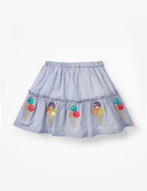 Sequin Appliqué Skirt - Chambray Sequin Appliqué Skirt - Chambray