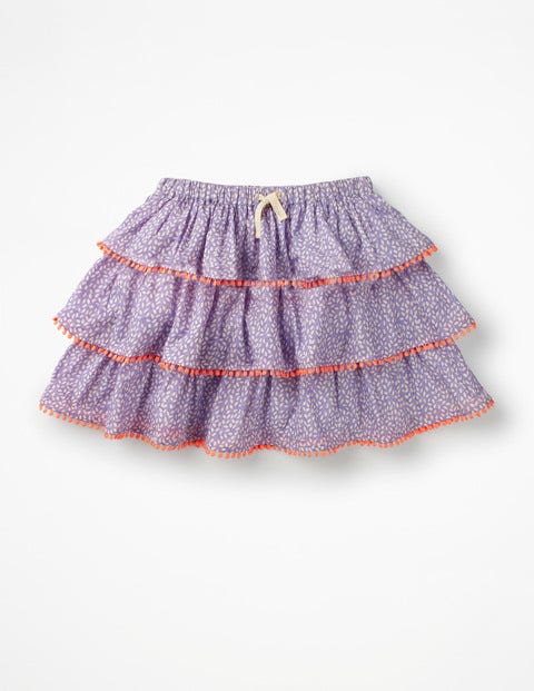 Printed Tiered Skirt - Purple and White Sweet Berry Printed Tiered Skirt - Purple and White Sweet Berry
