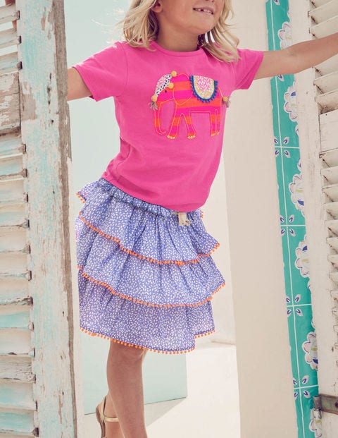 Printed Tiered Skirt - Purple and White Sweet Berry Printed Tiered Skirt - Purple and White Sweet Berry
