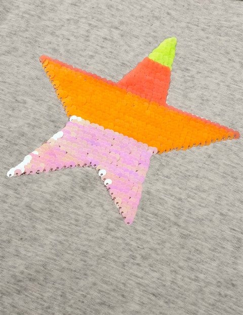 Sequin-Change T-Shirt - Grey Marl Orange Star Sequin-Change T-Shirt - Grey Marl Orange Star