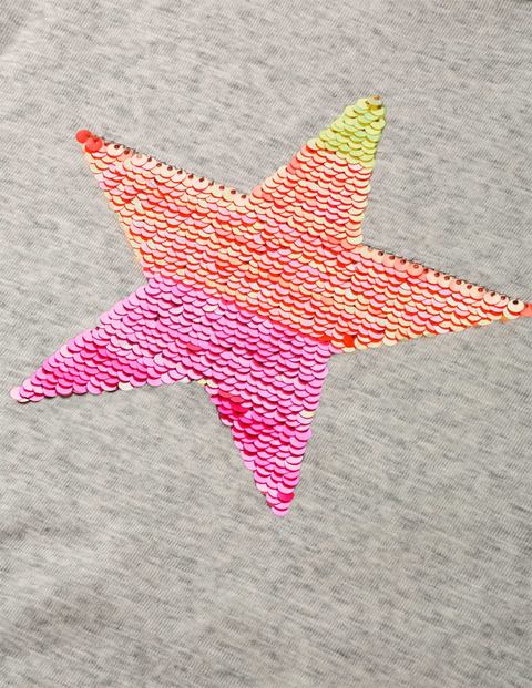 Sequin-Change T-Shirt - Grey Marl Orange Star Sequin-Change T-Shirt - Grey Marl Orange Star