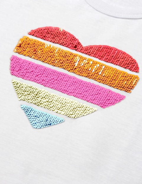 Sequin-Change T-Shirt - White Blue Heart Sequin-Change T-Shirt - White Blue Heart