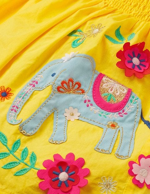 Bright Embellished Skirt - Sweetcorn Yellow Elephants Bright Embellished Skirt - Sweetcorn Yellow Elephants