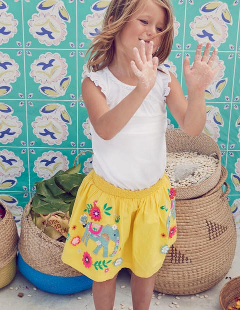 Bright Embellished Skirt - Sweetcorn Yellow Elephants Bright Embellished Skirt - Sweetcorn Yellow Elephants