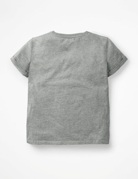 Retro Printed T-Shirt - Grey Marl Unicorn Retro Printed T-Shirt - Grey Marl Unicorn