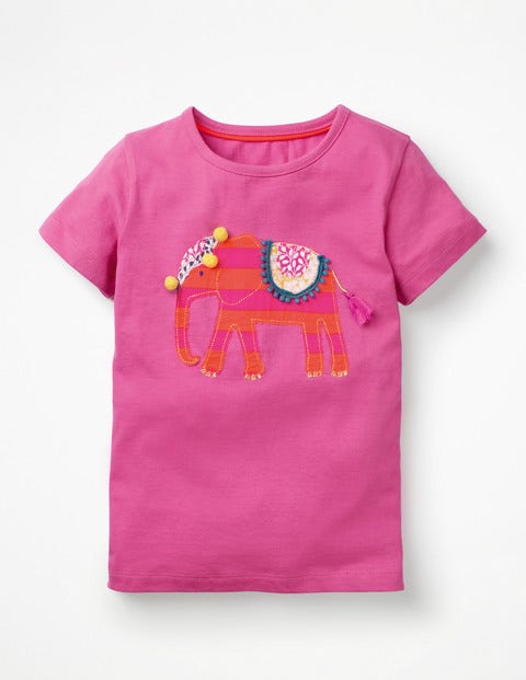 T-Shirt Mit Großer Tierapplikation - Rosarot, Elefant T-Shirt Mit Großer Tierapplikation - Rosarot, Elefant
