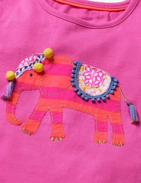 T-Shirt Mit Großer Tierapplikation - Rosarot, Elefant T-Shirt Mit Großer Tierapplikation - Rosarot, Elefant