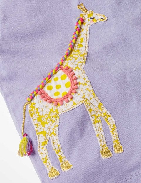 Animal Big Appliqué T-Shirt - Parma Violet Purple Giraffe Animal Big Appliqué T-Shirt - Parma Violet Purple Giraffe