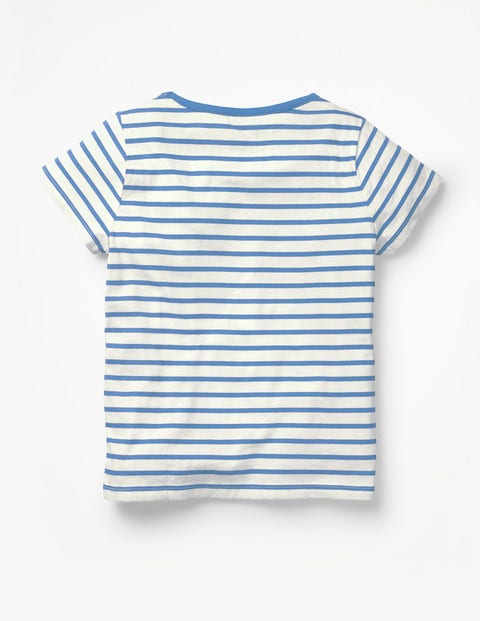 T-Shirt Ornementé À Rayures - Blanc/Glace bleu saphir T-Shirt Ornementé À Rayures - Blanc/Glace bleu saphir