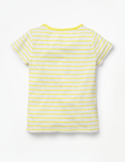 Stripy Embellished T-Shirt - White /Sunshine Yellow Love Stripy Embellished T-Shirt - White /Sunshine Yellow Love