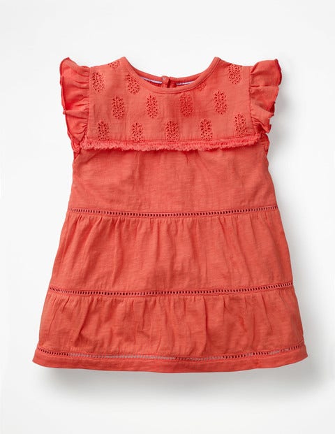 Tropical Broderie Top - Tropical Coral Orange Tropical Broderie Top - Tropical Coral Orange
