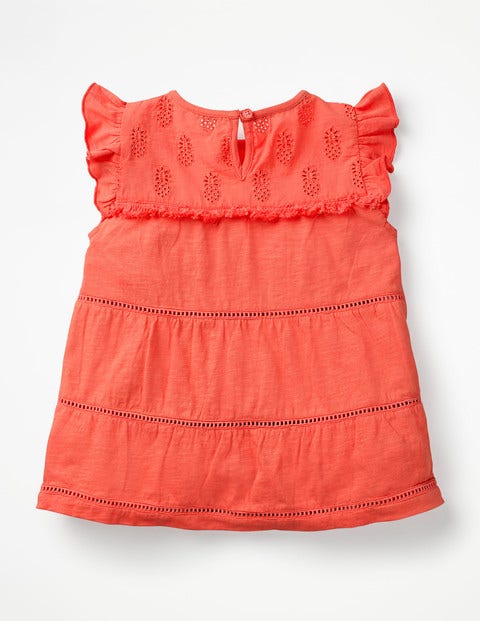 Tropical Broderie Top - Tropical Coral Orange Tropical Broderie Top - Tropical Coral Orange