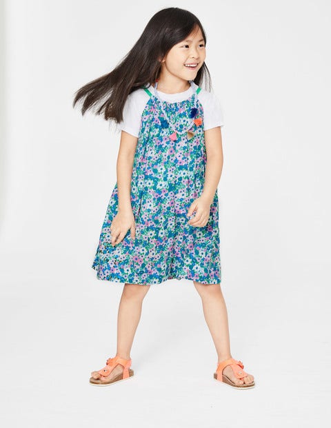 T-Shirt And Printed Dress Set - Sea Breeze Blue Forget-Me-Not T-Shirt And Printed Dress Set - Sea Breeze Blue Forget-Me-Not