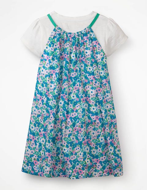 T-Shirt And Printed Dress Set - Sea Breeze Blue Forget-Me-Not T-Shirt And Printed Dress Set - Sea Breeze Blue Forget-Me-Not