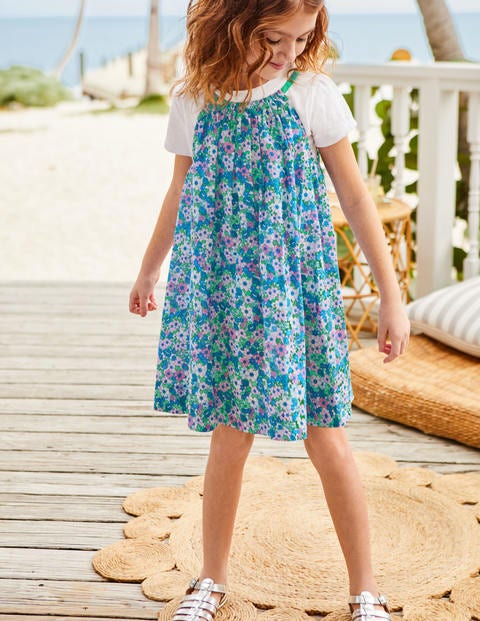 T-Shirt And Printed Dress Set - Sea Breeze Blue Forget-Me-Not T-Shirt And Printed Dress Set - Sea Breeze Blue Forget-Me-Not