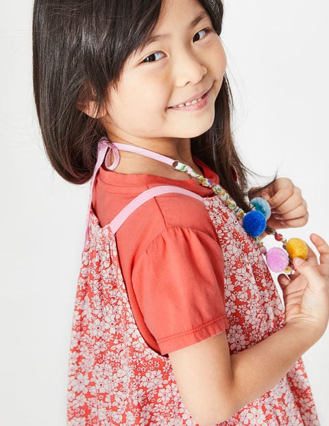 T-Shirt And Printed Dress Set - Tropical Coral Forget-Me-Not T-Shirt And Printed Dress Set - Tropical Coral Forget-Me-Not