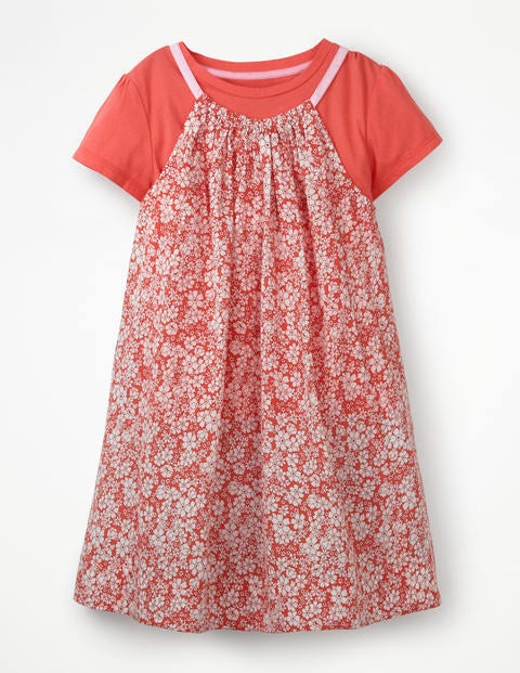 T-Shirt And Printed Dress Set - Tropical Coral Forget-Me-Not T-Shirt And Printed Dress Set - Tropical Coral Forget-Me-Not