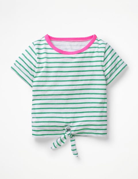 Jersey Tie-Front Top - White/Jungle Green Jersey Tie-Front Top - White/Jungle Green