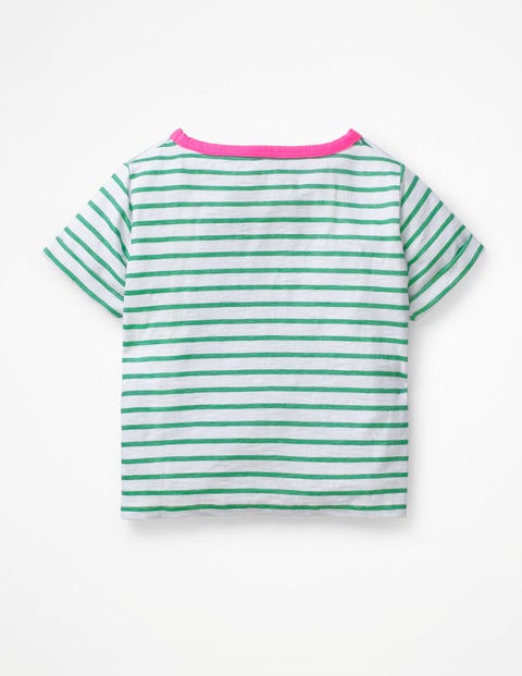 Jersey Tie-Front Top - White/Jungle Green Jersey Tie-Front Top - White/Jungle Green