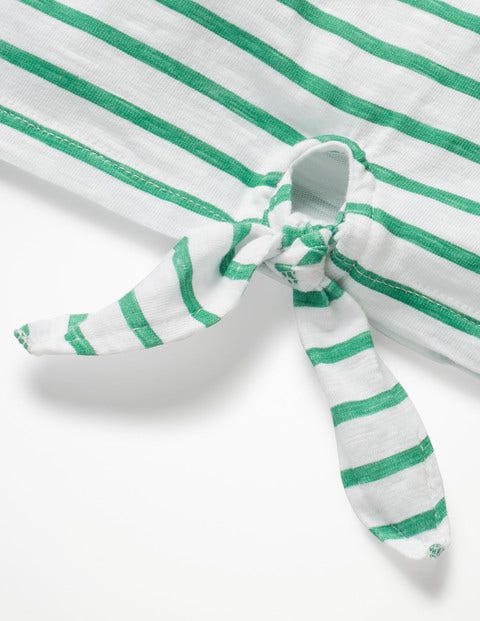 Jersey Tie-Front Top - White/Jungle Green Jersey Tie-Front Top - White/Jungle Green
