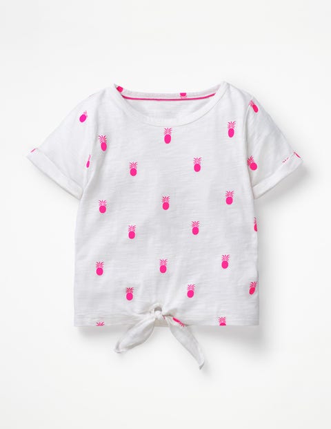Jersey Tie-Front Top - White Pineapples Jersey Tie-Front Top - White Pineapples