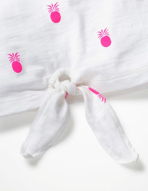 Jersey Tie-Front Top - White Pineapples Jersey Tie-Front Top - White Pineapples