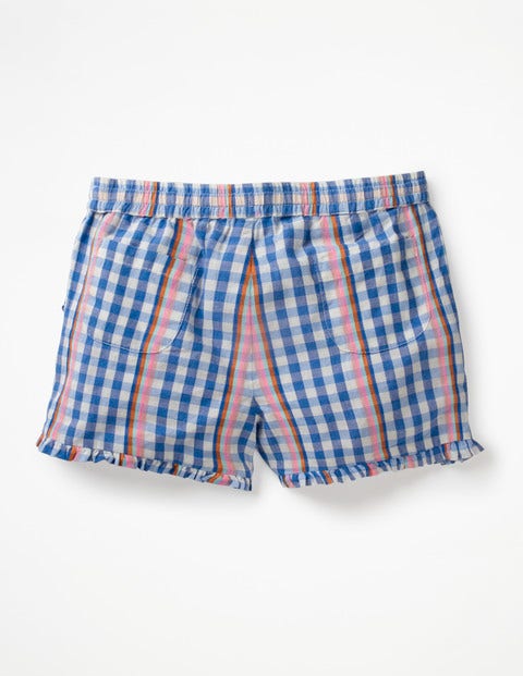 Shorts Mit Gerüschtem Saum - Regenbogen, Vichykaros Shorts Mit Gerüschtem Saum - Regenbogen, Vichykaros
