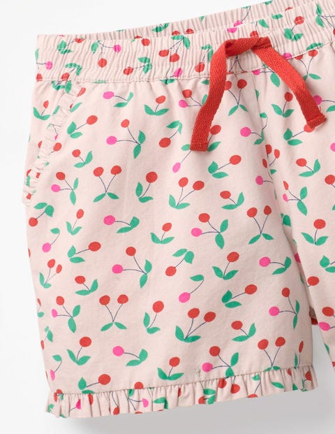 Frill Hem Shorts - Parisian Pink Cherries Frill Hem Shorts - Parisian Pink Cherries