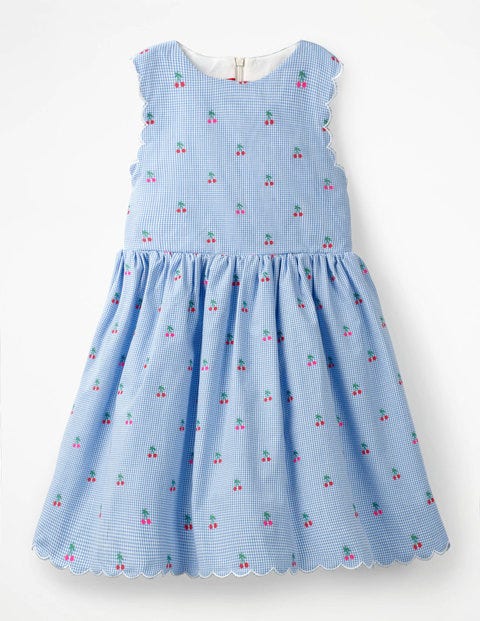 Scallop Edge Vintage Dress - Cherry Gingham Clip Dot Scallop Edge Vintage Dress - Cherry Gingham Clip Dot