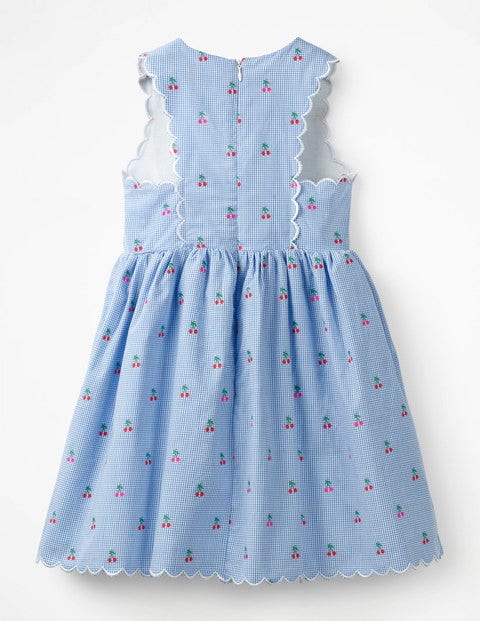 Scallop Edge Vintage Dress - Cherry Gingham Clip Dot Scallop Edge Vintage Dress - Cherry Gingham Clip Dot