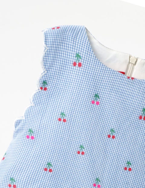 Scallop Edge Vintage Dress - Cherry Gingham Clip Dot Scallop Edge Vintage Dress - Cherry Gingham Clip Dot