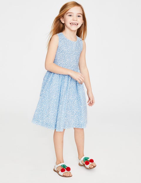 Cross-Back Printed Dress - Lake Blue Sweet Berry Cross-Back Printed Dress - Lake Blue Sweet Berry