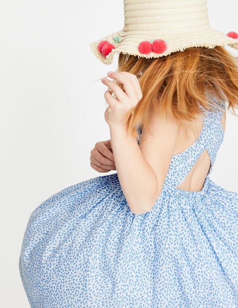 Cross-Back Printed Dress - Lake Blue Sweet Berry Cross-Back Printed Dress - Lake Blue Sweet Berry