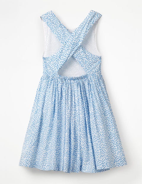 Cross-Back Printed Dress - Lake Blue Sweet Berry Cross-Back Printed Dress - Lake Blue Sweet Berry