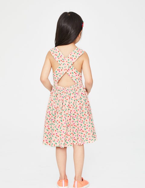 Cross-Back Printed Dress - Parisian Pink Cherries Cross-Back Printed Dress - Parisian Pink Cherries