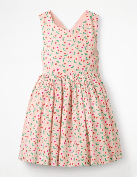 Cross-Back Printed Dress - Parisian Pink Cherries Cross-Back Printed Dress - Parisian Pink Cherries