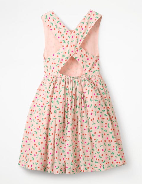 Cross-Back Printed Dress - Parisian Pink Cherries Cross-Back Printed Dress - Parisian Pink Cherries