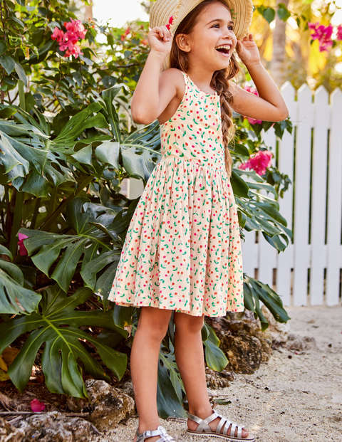 Cross-Back Printed Dress - Parisian Pink Cherries Cross-Back Printed Dress - Parisian Pink Cherries